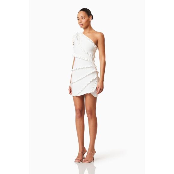 Elliatt Kimberly Frill Mini Dress White Dress White Party Cocktail size S NWT - Picture 2 of 7